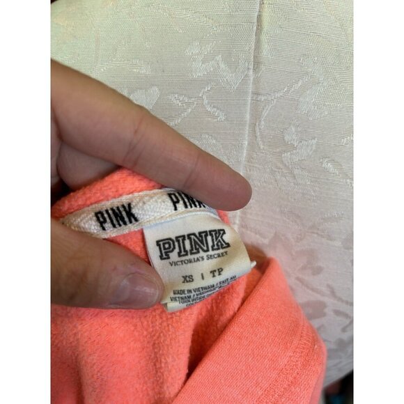 VS Victoria's Secret Bright Coral Pink Zip Up Light Logo Bright Size XS Hoodie - Picture 9 of 10
